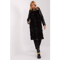 Love Lace Women's Hooded Faux Fur Vest for Winter Office in Black | Size: Large/XL