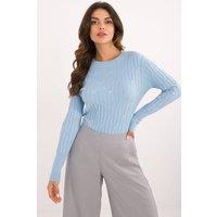 Love Lace Women's Textured Viscose Blend Long Sleeve Sweater in Blue
