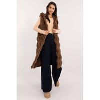 Love Lace Women's Elegant Hooded Faux Fur Vest for Winter in Brown | Size: S/M