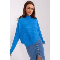 Love Lace Women's Variegated Texture Low Turtleneck Sweater Style 186570 in Blue