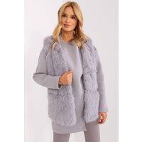 Love Lace Women's Faux Fur Polyester Gilet Vest with Pockets in Grey | Size: S/M