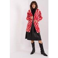 Love Lace Women's Geometric Pattern Soft Knit Cardigan in Red