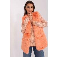 Love Lace Women's Faux Fur Polyester Pocket Vest with Lining in Orange | Size: 2XL