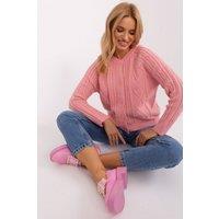 Love Lace Women's Variegated Button Front Round Neck Cardigan in Pink