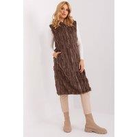 Love Lace Women's Hooded Faux Fur Zip Vest for Winter Elegance in Brown | Size: Medium/Large