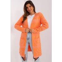 Love Lace Women's Unbuttoned Textured Long Sleeve Cardigan in Orange