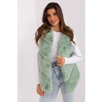 Love Lace Women's Faux Fur Gilet Vest With Pockets & Lining in Green | Size: S/M