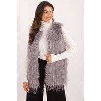 Love Lace Women's Faux Fur Lined Hook Fastening Gilet Vest in Grey | Size: Medium/Large
