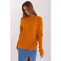 Love Lace Women's Variegated Texture Round Neck Long Sleeve Sweater Style 185724 in Orange