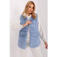 Love Lace Women's Soft Polyester Fur Vest with Pockets Lining in Blue | Size: Large/XL