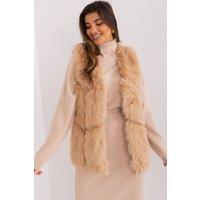 Love Lace Women's Soft Lined Faux Fur Vest with Slip Pockets in Brown | Size: Large/XL
