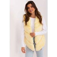 Love Lace Women's Faux Fur Padded Gilet Vest With Pockets in Yellow | Size: S/M