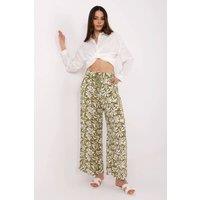 Love Lace Women's Light Viscose High Waist Wide Leg Trousers in Green | Size: XS