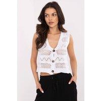 Love Lace Women's Casual Lace V Neck Button Vest Cotton in White | Size: Medium/Large