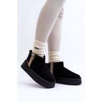 Love Lace Women's Aztec Pattern Platform Snow Boots with Fur Lining Rubber Sole in Black | Size: 4.5
