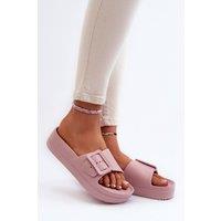 Love Lace Women's Big Star Platform Buckle Strap Foam Flip Flops Sandals Summer in Pink | Size: 5.5