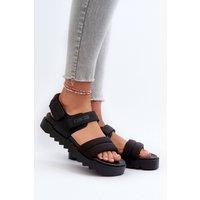 Love Lace Women's Big Star Platform Sandals with Velcro Strap for Easy Fit in Black | Size: 7.5