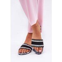 Love Lace Women's Flat Textile Sandals with Unique Pattern & Texture Design in Black | Size: 5.5