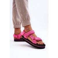 Love Lace Women's Sporty Textile Velcro Strap Foam Platform Sandals Summer in Pink | Size: 4.5