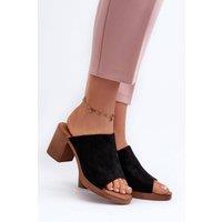 Love Lace Women's Heeled Suede Sandals Lightweight Flip Flops for Summer Walks in Black | Size: 4.5