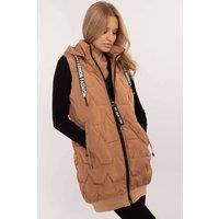 Love Lace Women's Quilted Hooded Vest with Zipper Pockets in Brown | Size: Small