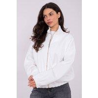 Love Lace Women's Classic Zip Collar Cotton Elastane Sweatshirt in White