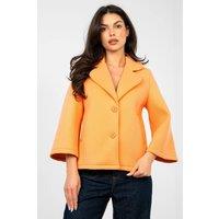 Love Lace Women's Transitional Short 3 4 Sleeve Slip Pocket Coat in Orange