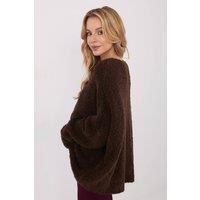 Love Lace Women's Loose Acrylic Wool Blend V Neck Button Cardigan in Brown