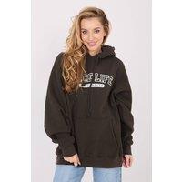 Love Lace Women's Comfort Cotton Hooded Sweatshirt with Print in Brown