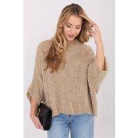 Love Lace Women's Boucle Loose Sweater 3/4 Sleeve in Beige