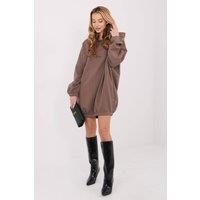 Love Lace Women's Oversized Hooded Cotton Sweatshirt Dress in Brown