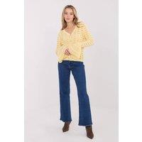Love Lace Women's Boho Openwork V Neck Button Cardigan in Yellow