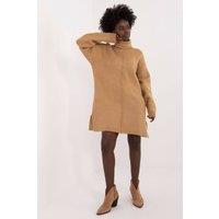 Love Lace Women's Everyday Turtleneck Mini Dress Smooth Acrylic in Camel