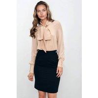 Love Lace Women's Beige Blouse with Neckline Decorative Scarf | Size: 42