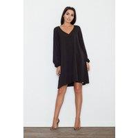 Love Lace Women's Loose Fit Delicate Dress With Pointed Neck in Black | Size: S/M