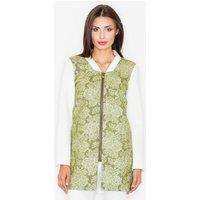 Love Lace Women's Floral Zip Up Stand Collar Casual Coat in Green | Size: Medium