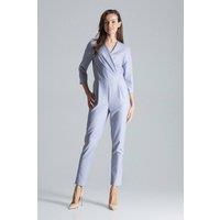Love Lace Women's Grey Envelope Neck Jumpsuit with Pockets | Size: XL