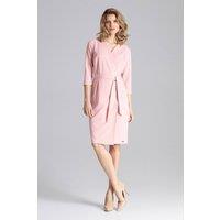 Love Lace Women's Classic Envelope Neck Work Dress with Belt in Pink | Size: Large