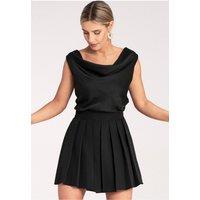 Love Lace Women's Pleated Mini Skirt with Elastic Waistband Style 214841 in Black | Size: S/M