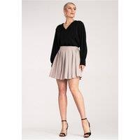 Love Lace Women's Pleated Mini Skirt with Elastic Waistband in Beige | Size: S/M
