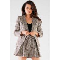 Love Lace Women's Loose High Waisted Tie Waist Pleated Shorts in Brown | Size: Large