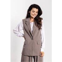 Love Lace Women's Classic Tailored Button Vest with Flap Pockets in Brown | Size: Large