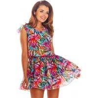 Love Lace Women's Chiffon Heart Neckline Summer Mini Dress in Pink | Size: 42