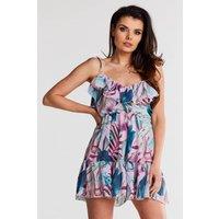 Love Lace Women's Chiffon Short Dress With Frilled Neckline | Size: Small