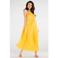 Love Lace Women's Airy Viscose Maxi Dress with Back Circle in Yellow | Size: Large/XL