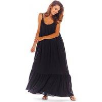 Love Lace Women's Airy Viscose Loose Summer Flounce Dress in Black