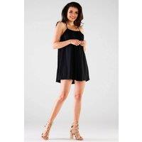 Love Lace Women's Trapeze Loose Mini Dress With Back Straps in Black | Size: Large/XL