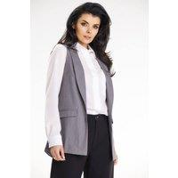Love Lace Women's Elegant Shawl Collar Vest with Pocket Patches in Grey | Size: Medium