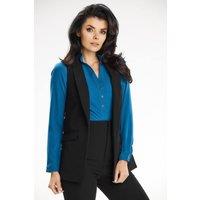 Love Lace Women's Awama Elegant Shawl Collar Patch Pocket Vest in Black | Size: Medium
