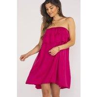 Love Lace Women's Spanish Shoulder Frill Trapeze Sundress in Pink | Size: S/M
